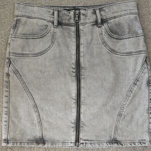 Express Gray Denim Pencil Skirt with Zipper